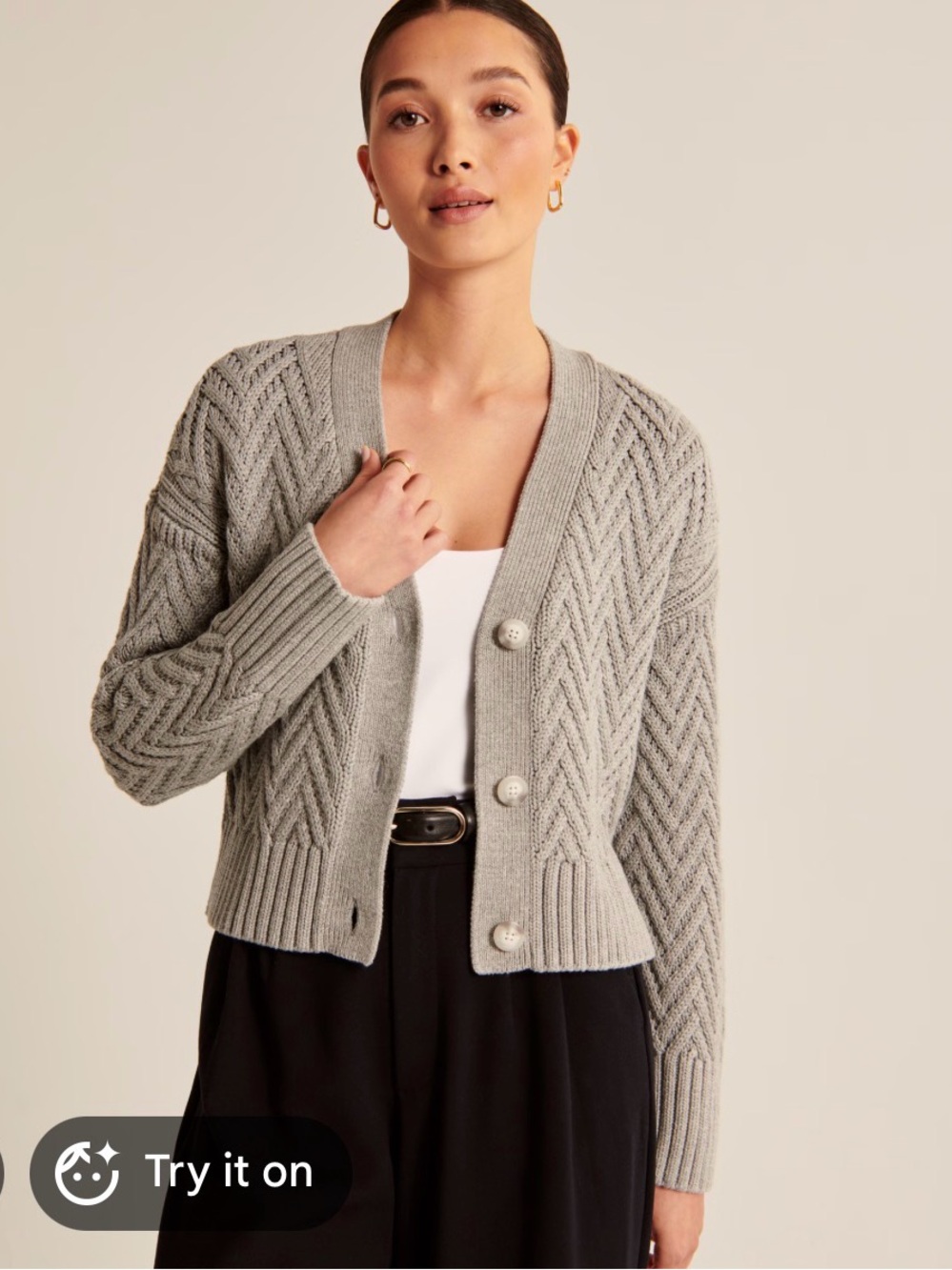 Abercrombie & Fitch Cable Knit Cardigan Gray Cable Sweater XS NWT